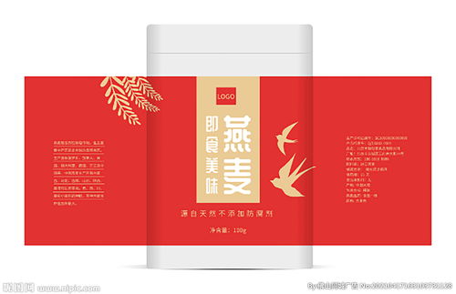 健康食品燕麦包装瓶贴设计展开图图片